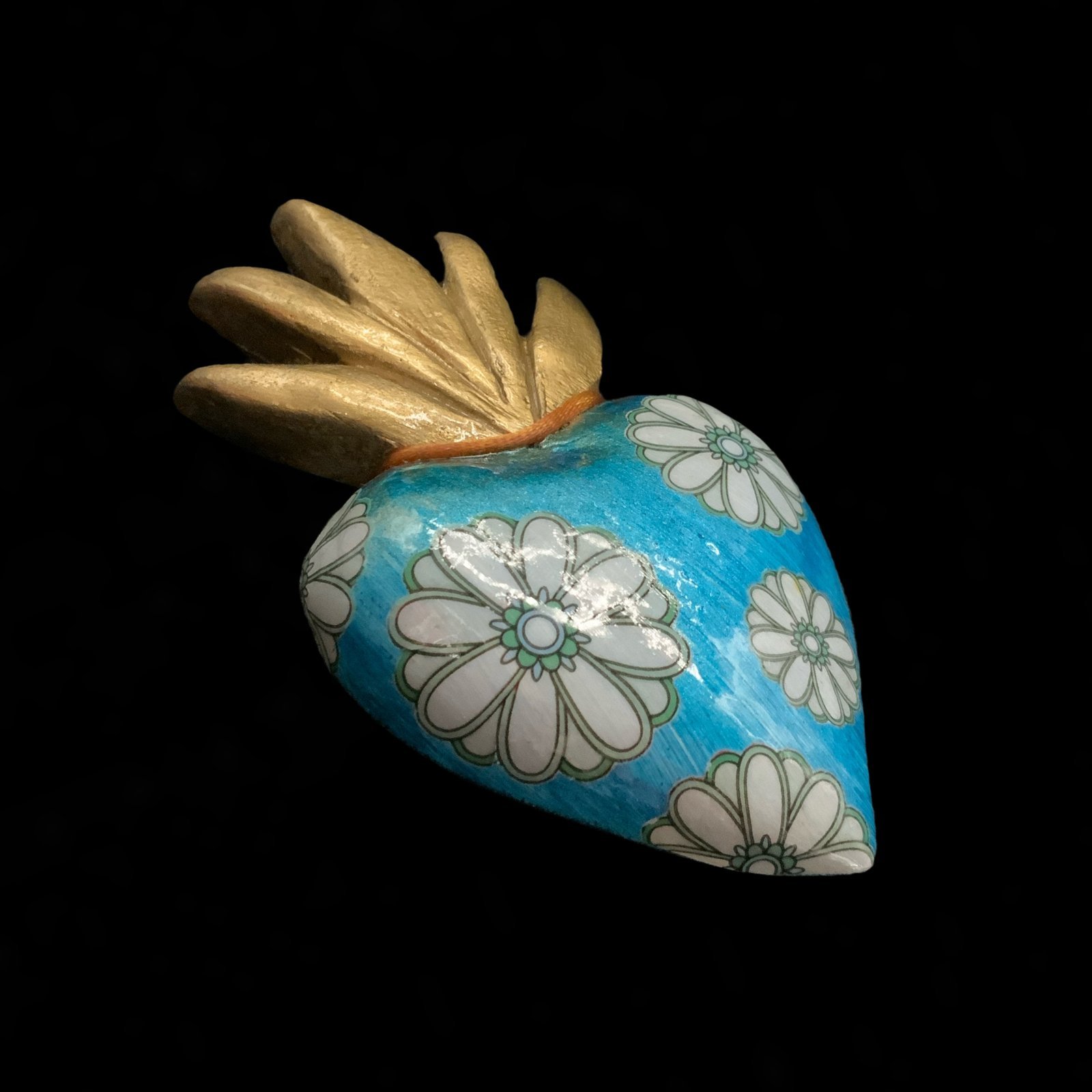 Corazón decorativo azul con flores 3 Corazón decorativo azul con flores - Imagen 3
