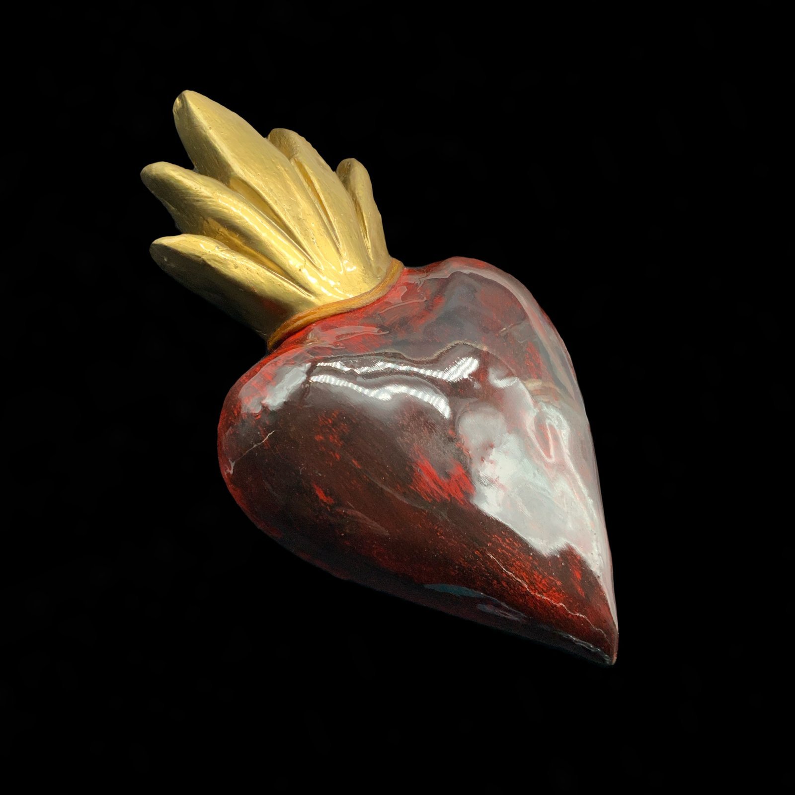 Corazón decorativo rojo craquelado 3 Corazón decorativo rojo craquelado - Imagen 3