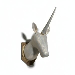 Cabeza de unicornio de tela iridiscente
