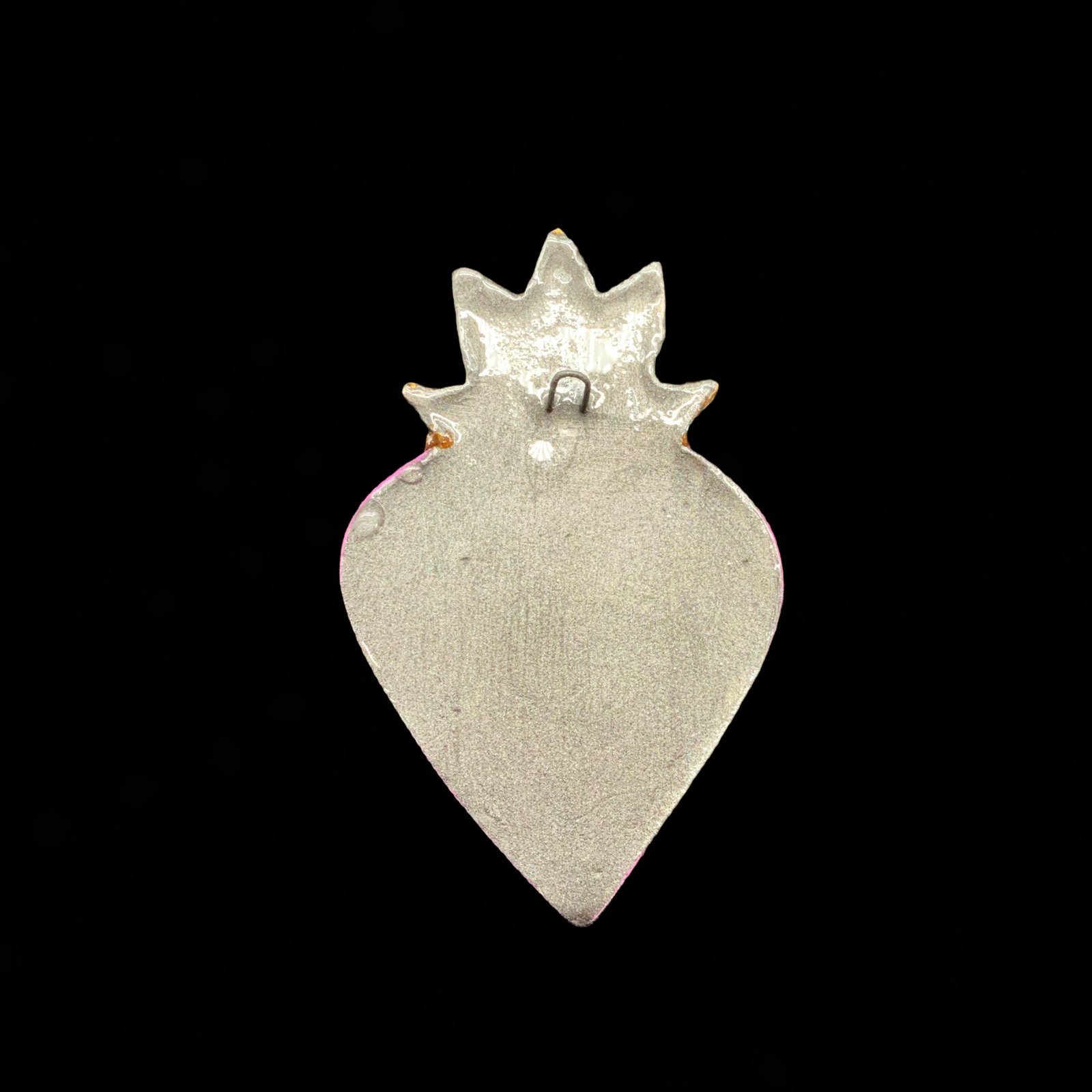 Corazón decorativo rosa 2 detalle parte trasera y enganche