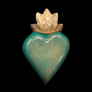 Corazón decorativo verde y oro