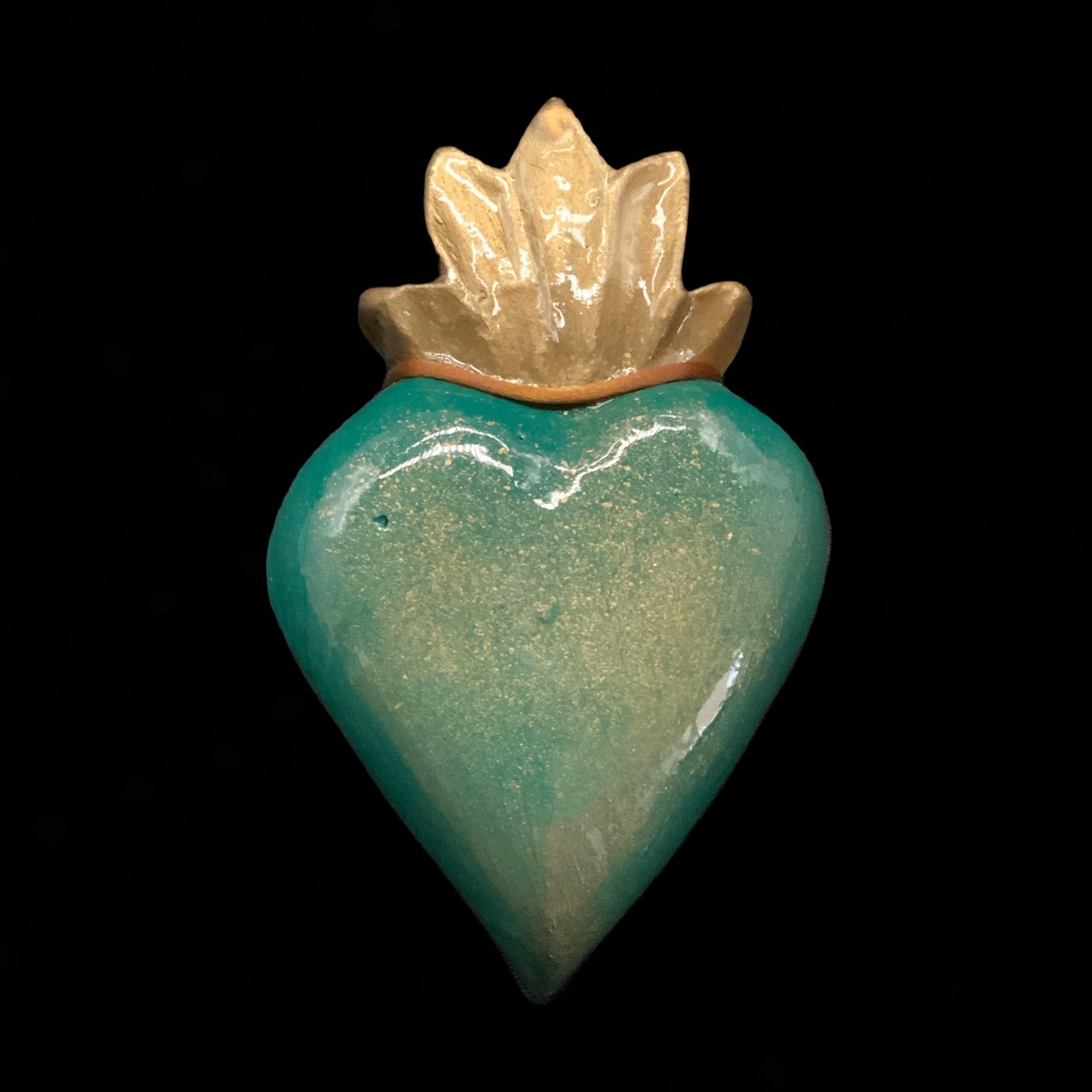Corazón decorativo verde y oro 1 corazón decorativo de pared en color verde y oro