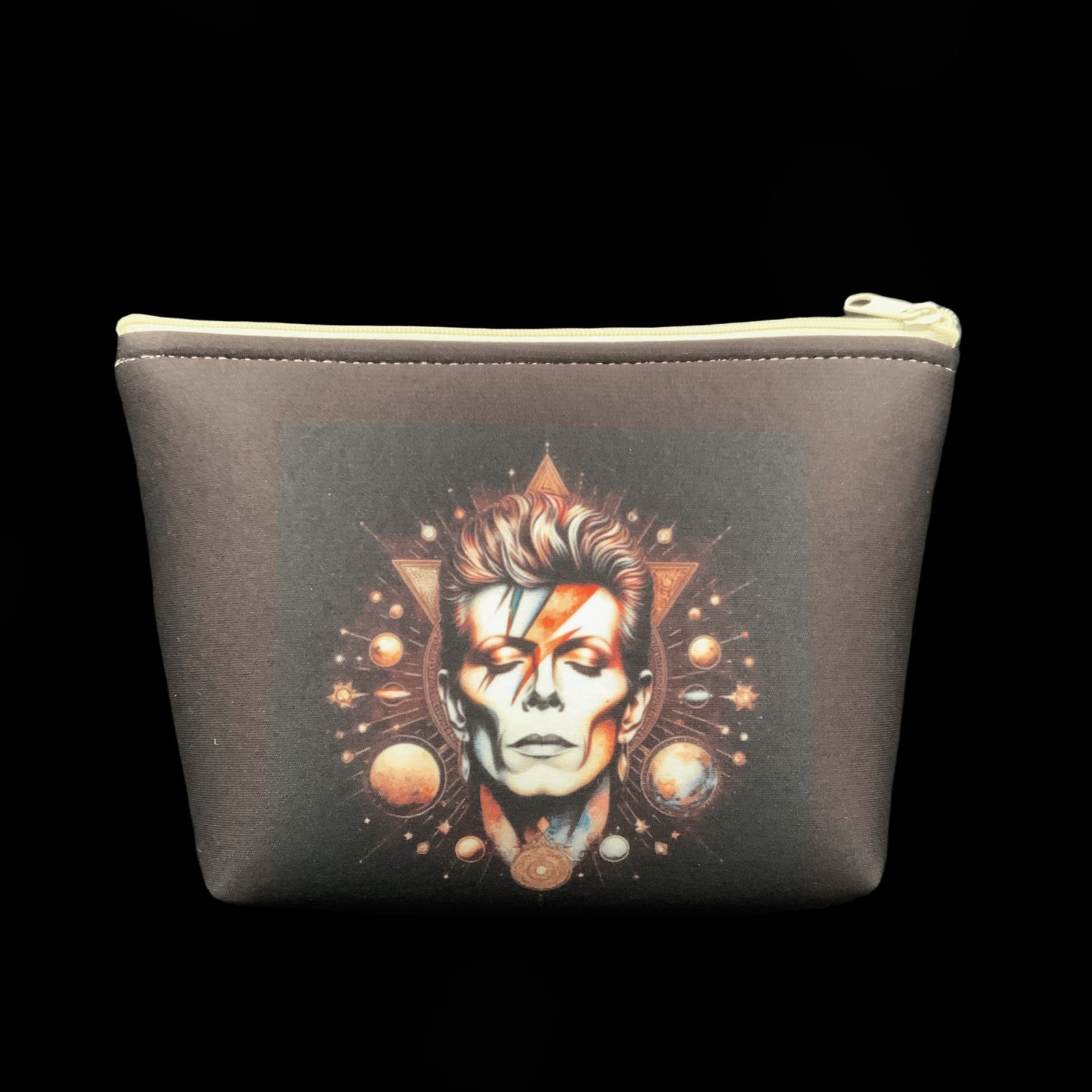 Neceser Bowie 1 neceser de neopreno artesanal con ilustración de bowie
