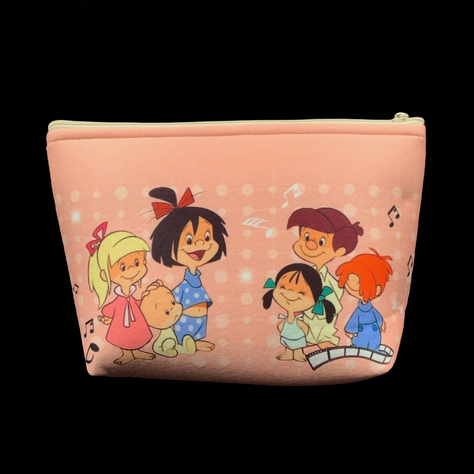 Neceser Telerín rosa 1 neceser de neopreno con dibujo collage de la familia telerín