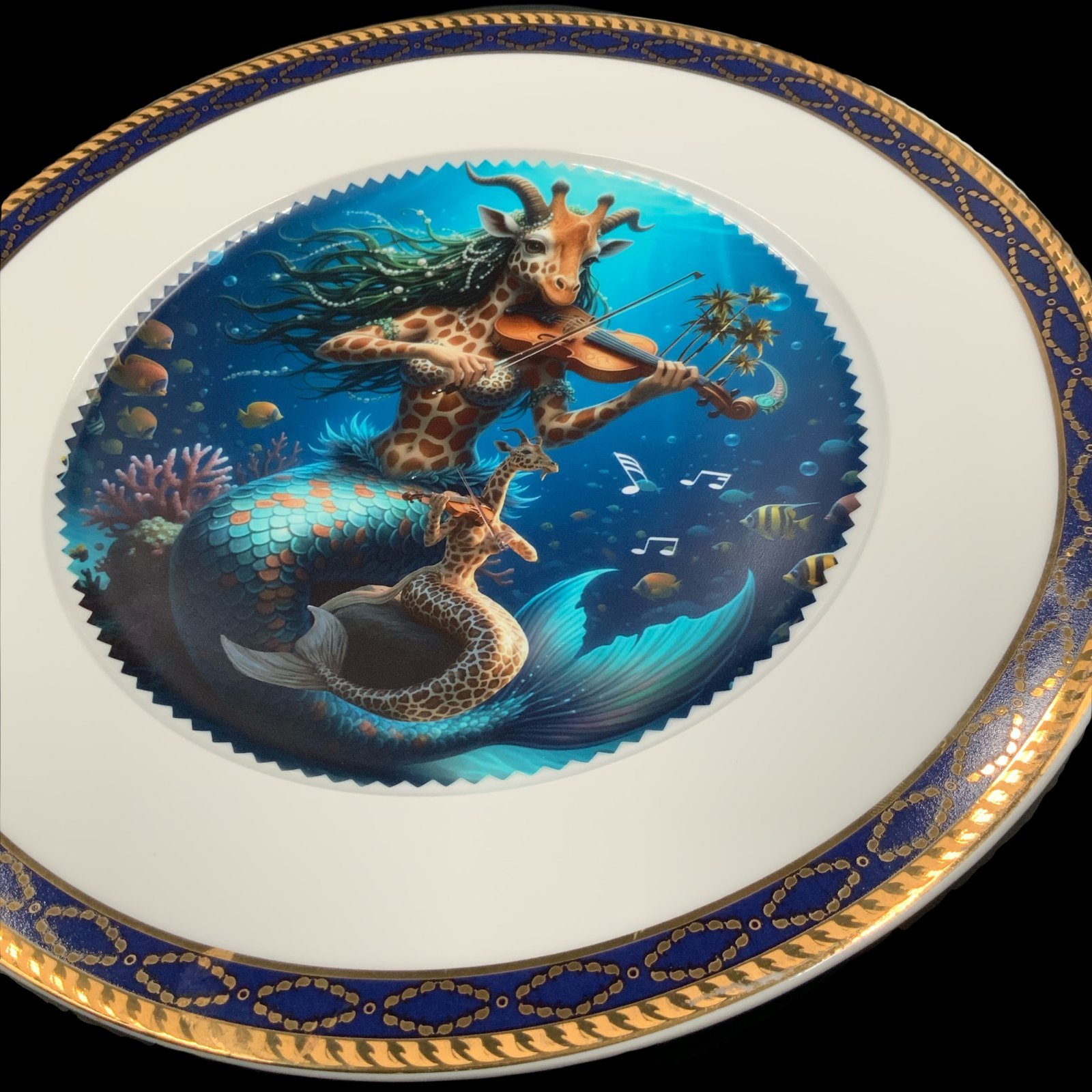 Plato decorativo sirenas jirafa 2 Plato Decorativo Sirenas jirafa, primer plano - decoracion smaap