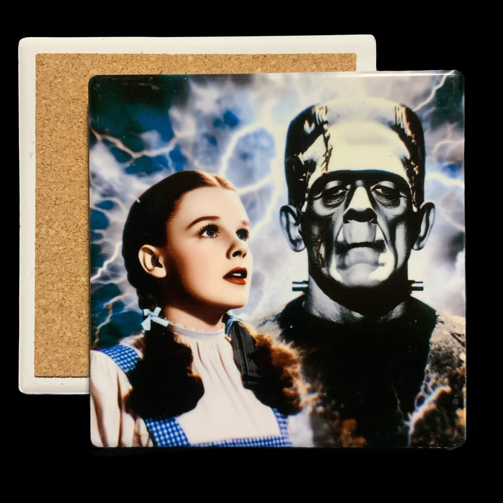 Posavasos Dorothy y Frankenstein 1 Posavasos de Cerámica inspirado en Dorothy del mago de oz y frankenstein - colección - smaap
