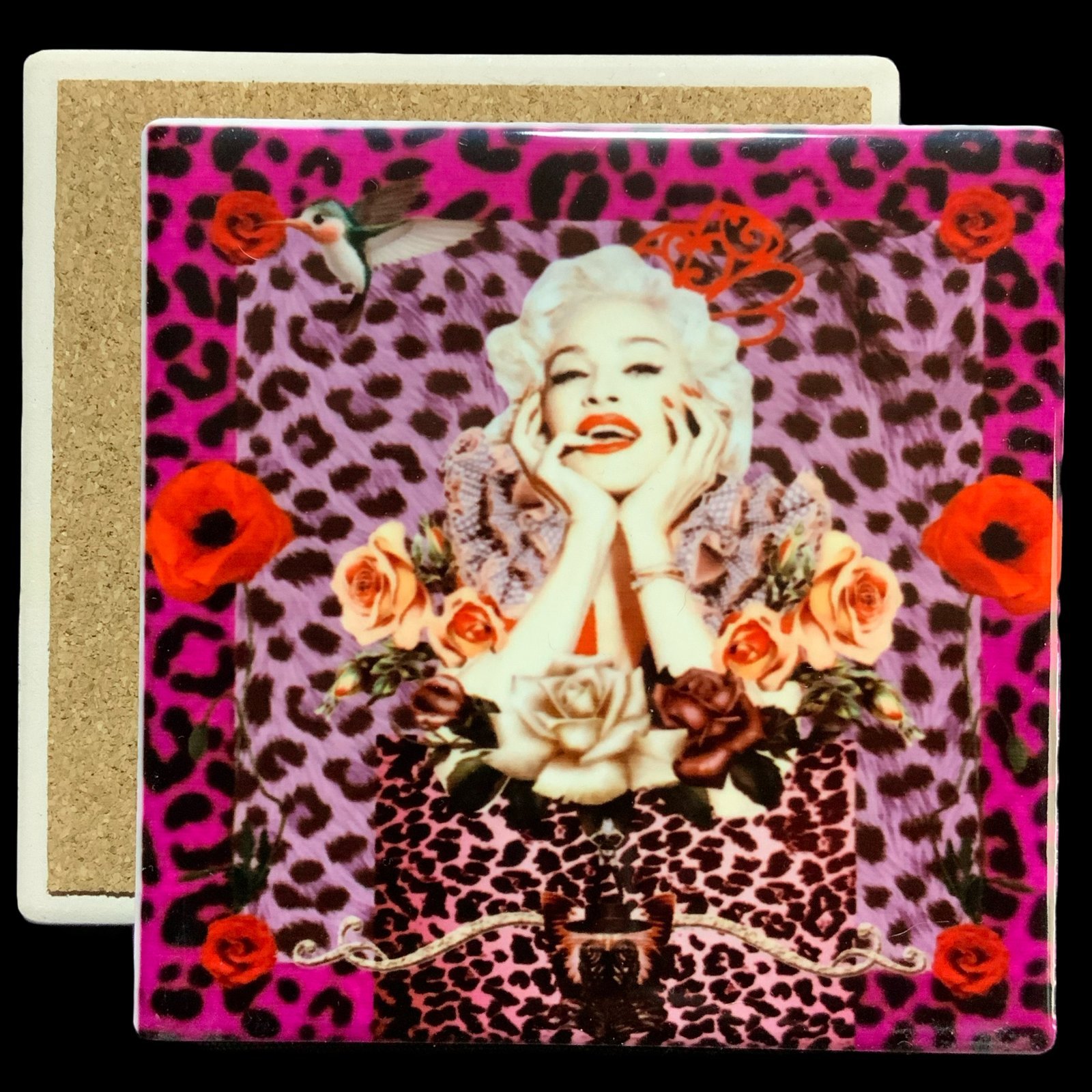 Posavasos Madonna 1 posavasos de ceramica con collage de Madonna - smaap