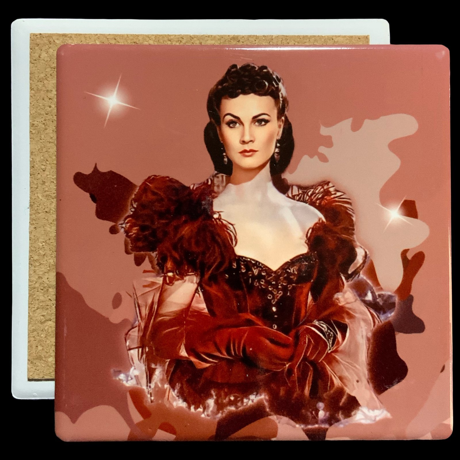 Posavasos Scarlett O'Hara 1 posavasos ceramica inspirado en Scarlett O´Hara, tamaño 10x10 cm - smaap