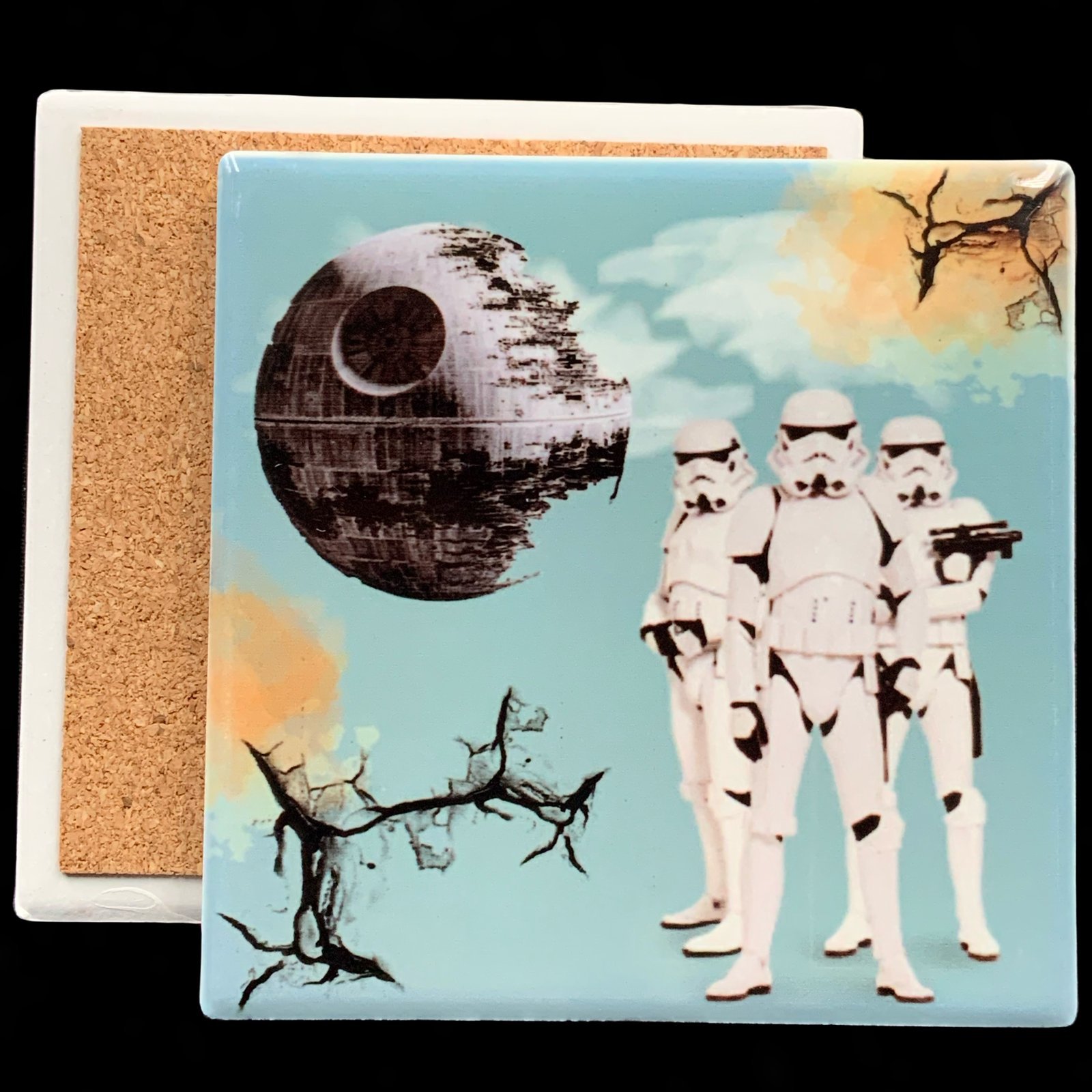 Posavasos Stormtroopers 1 posavasos de ceramica inspirado en los stormtroopers de star wars, tamaño 10x10 cm - smaap