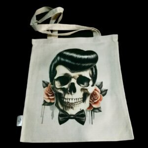 Tote bag calavera rockabilly