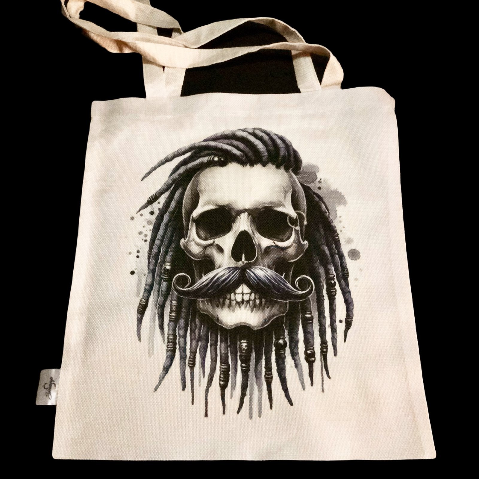 Tote bag calavera con rastas 1 tote bag de una calavera con rastas - arte textil - smaap