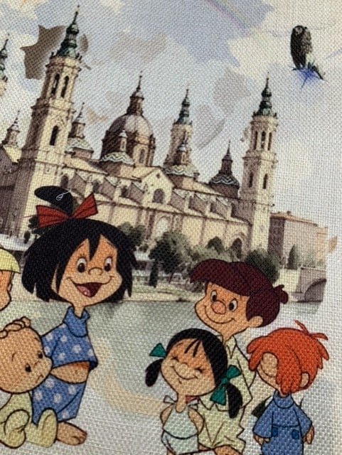 Tote bag familia Telerín en el Pilar 2 tote bag telerin en el pilar, foto detalle del diseño