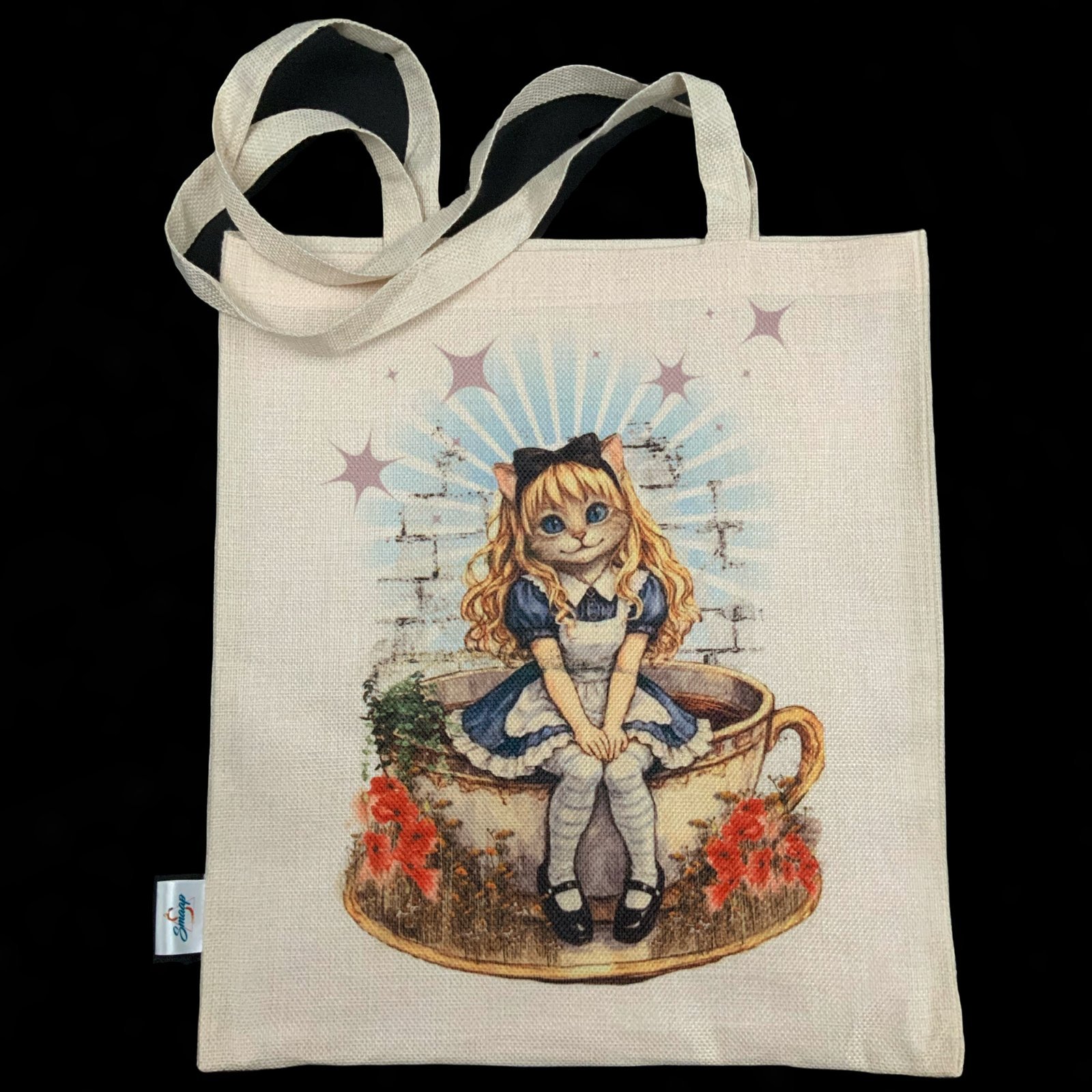 Tote bag la gata Alicia 1 tote bag con diseño de alicia en el pais de las maravillas en version gato - smaap