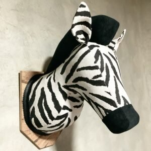 Cabeza de cebra de tela crin negra
