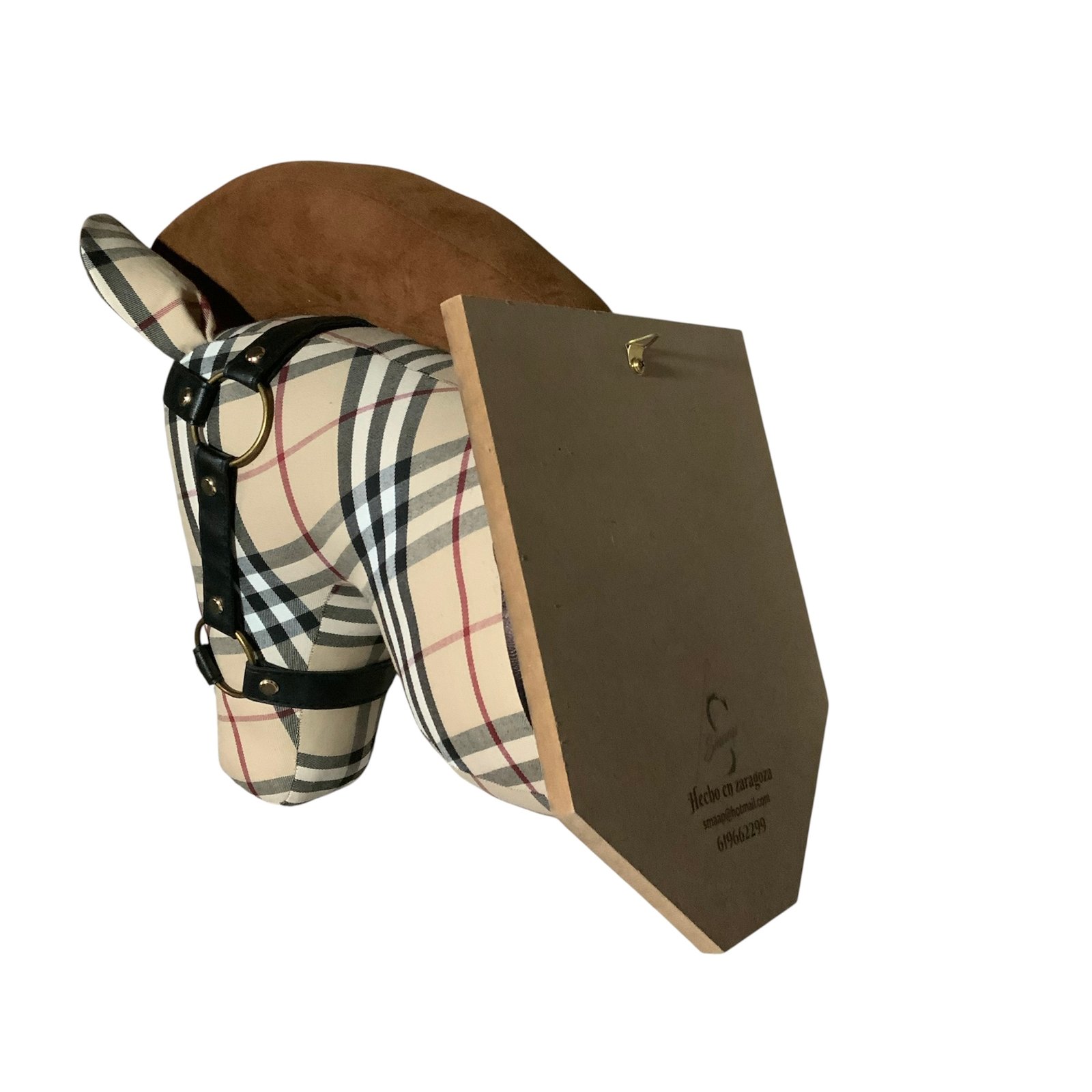 Cabeza de caballo de tela 3 cabeza de tela con forma de caballo, vista trasera